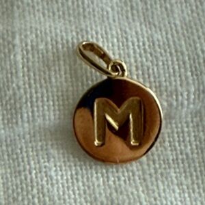 14k Gold Initial M Pendant Charm